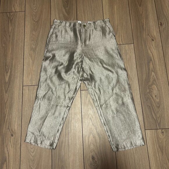 Gap Women's Girlfriend Gold Shimmer Trousers - Picture 1 of 2